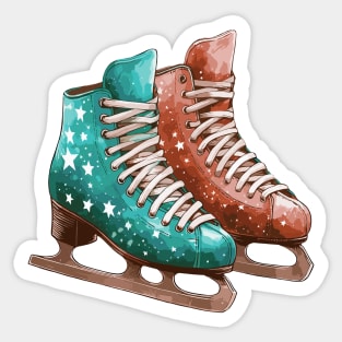 Pastel Brown Ice Skating Boots Sticker